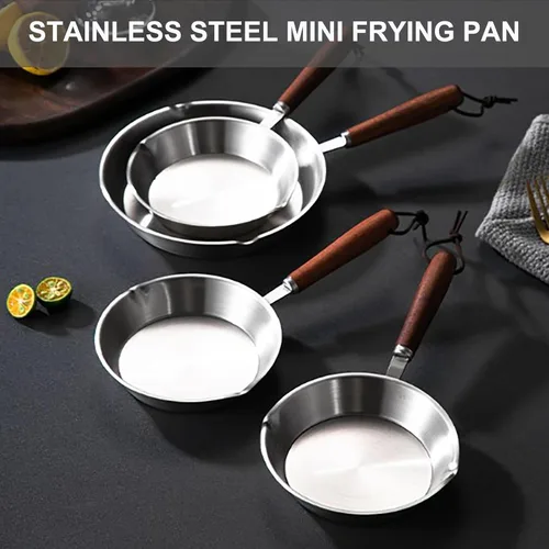 Miniatura 2 de Luqeeg Sartén de acero inoxidable, mini sartén antiadherente, compatible con estufas de inducción, estufas de gas, sartén con mango ergonómico