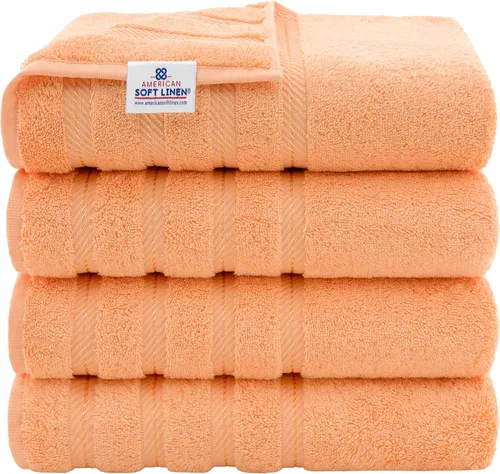 Miniatura 147 de American Soft Linen - Juego de 4 toallas, 100% de algodón turco, 27 x 54 pulgadas, tamaño extragrande, toallas para la ducha, color amarillo