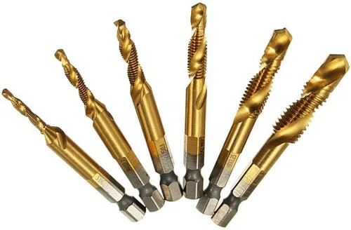 Miniatura 2 de 6 unids combinación 1/4 "hexagonal avellanador broca M3-M10 desbarbar tornillo avellanado HSS hexagonal dorado