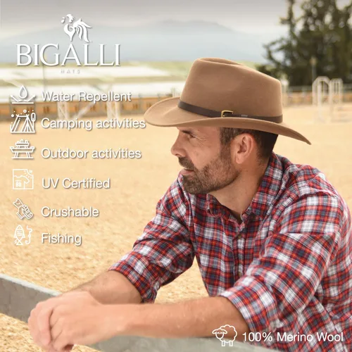 Miniatura 2 de Melbourne - Sombrero de fieltro de lana para mujeres/hombres, sombrero de vaquero con lágrima aplastable, sombrero de invierno y otoño Sombrero