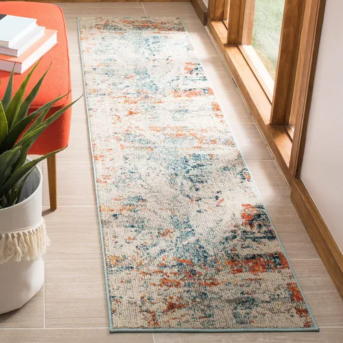 Miniatura 9 de SAFAVIEH Madison Collection - Alfombra decorativa de 2 pies 2 pulgadas x 4 pies, color crema y naranja, diseño abstracto moderno, no desprende