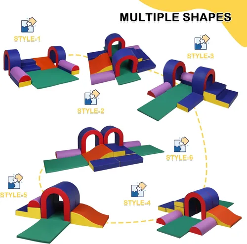 Miniatura 9 de TODEFULL Bloques de escalada de espuma de 10 piezas, juguetes de escalada suaves para niños pequeños, gimnasio ligero de escalada para bebés, juego