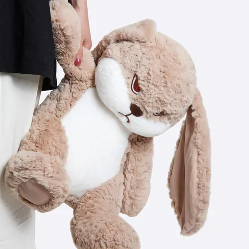Miniatura 4 de ZEIO Grumpy Bunny - Peluche de conejo de peluche de 15.7 pulgadas con orejas flexibles, juguetes de peluche suaves para abrazar, perfecto para un