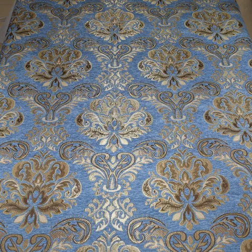 Miniatura 3 de TinaKim Tela de Tapicería Floral, Jacquard Damasco de Chenilla, para Recubrir Sillas de Muebles y Sofás (Azul, 2 Yardas)