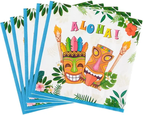 WERNNSAI 50 servilletas hawaianas para fiesta, decoración de fiesta Luau, servilletas de papel tropicales de 3 capas, suministros de cumpleaños para