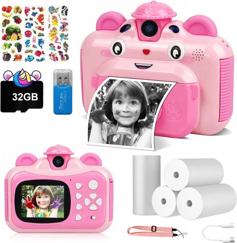 Cámara digital de impresión instantánea para niños, cámara para niños pequeños, video selfie de 20 MP, juguete para niños, regalo de Navidad y