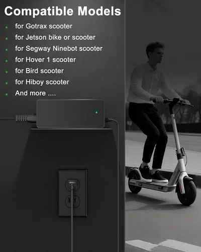 Miniatura 2 de VHBW Cargador de scooter eléctrico de 42 V 2 A con 5 enchufes, compatible con Gotrax, Jetson, Hover 1, Segway, Ninebot, Hiboy, Bird, Hoverstar