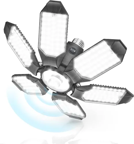 Miniatura 8 de BRAINIAC Bombilla LED para garaje de 150 W, 15000 lm, luces de techo de garaje deformables con 6 paneles ajustables, E26/E27, luces de tienda