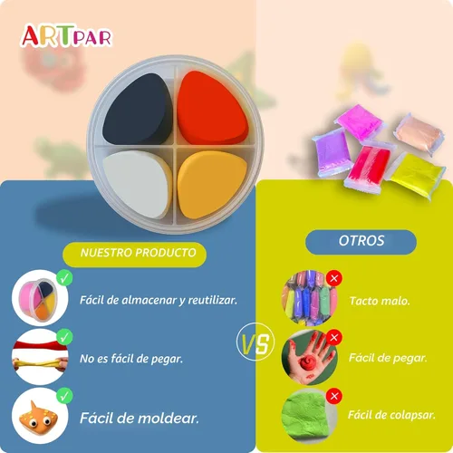 Miniatura 4 de ARTPAR Kit de arcilla de secado al aire para niños, 12 animales marinos, juego de herramientas de escultura de arcilla mágica, antiadherente, Kit