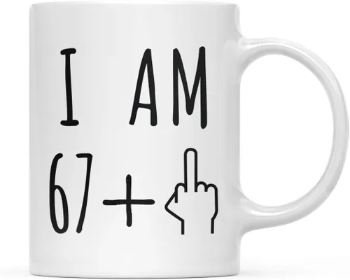 Miniatura 50 de Andaz Press Divertida taza de café de 11 onzas, regalo de broma de cumpleaños, I Am 49 + 1 dedo medio, 1 paquete, ideas de regalo de cumpleaños 50