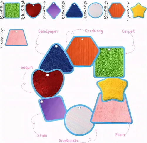 Miniatura 2 de Boao Juego de 8 mini alfombrillas sensoriales surtidas texturizadas, azulejos sensoriales para el suelo, juguetes táctiles educativos