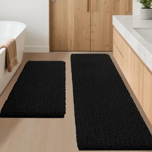 Miniatura 71 de ACCUMTEK - Juego de 2 alfombras de baño de lujo en color beige de 32"x20"+24"x17", alfombras de baño ultra suaves y gruesas absorbentes, alfombra