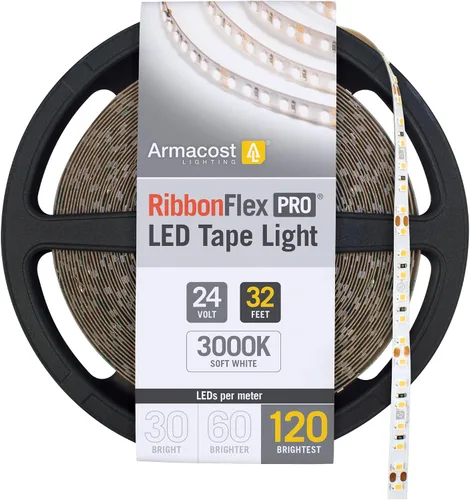 Miniatura 21 de Armacost Lighting RibbonFlex Pro 136230 - Tira de luces LED blancas de 24 V, 120 LED/m, 2700K, 16.4 pies