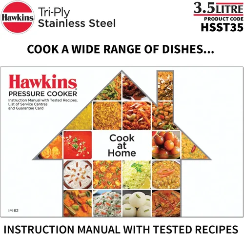 Miniatura 11 de Hawkins Olla a presión de acero inoxidable triple de 3,5 litros, cocina de tapa interior, plata (HSST35)