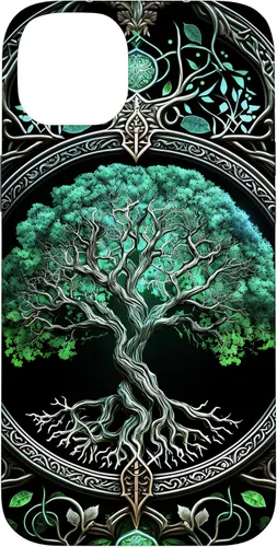 Miniatura 14 de Funda para iPhone 11 Pro Max Tree Of Life Yoga espiritual celta vikinga, verde y negro