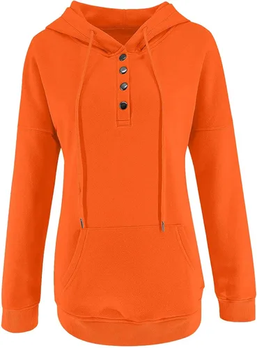Miniatura 4 de Womens Sweatshirt Fall 2023 Casual Snap Button Drawstring Hoodies Fleece Pullover Long Sleeve Tops Lightweight Pocket