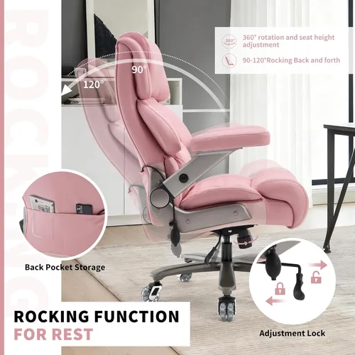 Miniatura 8 de Silla de oficina grande y alta, 700 libras, silla ejecutiva de escritorio grande con respaldo alto y brazos abatibles 3D, soporte lumbar ajustable