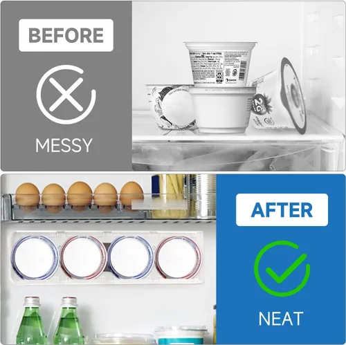 Miniatura 6 de SOPHICO Organizador para Refrigerador, 4 Deslizadores de Capacidad para Refrigerador, Soporte para Yogur con Cintas Adhesivas para Yogur Griego