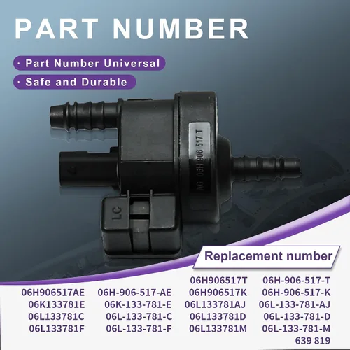 Miniatura 4 de Válvula solenoide de purga de cartucho de vapor 06H906517AE Reemplazo para Audi A1 A3 A4 A5 Q3 Q5 TT Seat Skoda VW Golf Jetta Passat Tiguan