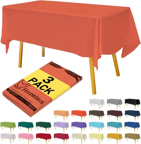 Miniatura 124 de Paquete de 3 manteles de plástico desechables de 54 x 108 pulgadas, manteles de color blanco hueso, manteles de fiesta nupcial para fiestas