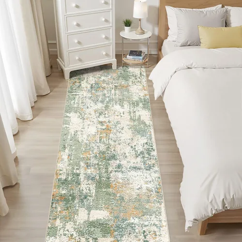 Miniatura 6 de Alfombra de pasillo lavable para cocina: 3 x 10 pies, antideslizante, abstracto, suave, moderno, resistente a las manchas, para interiores, piso