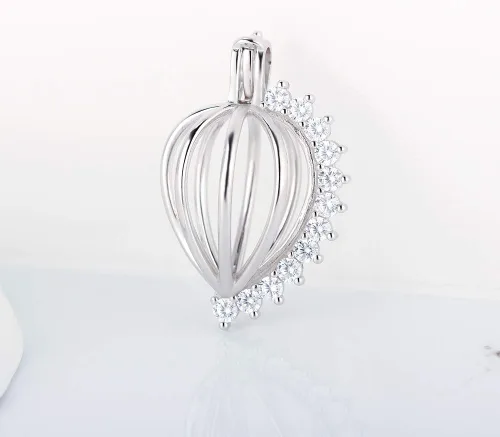 Miniatura 3 de Colgantes de plata de ley 925 con forma de corazón de circonita cúbica grande Edison para manualidades, collares, pulseras y bisutería