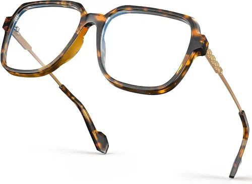 Miniatura 20 de VISOONE - Paquete de 2 anteojos de bloqueo de luz azul de gran tamaño con elegante marco cuadrado TR90 y patillas metálicas para mujeres y hombres