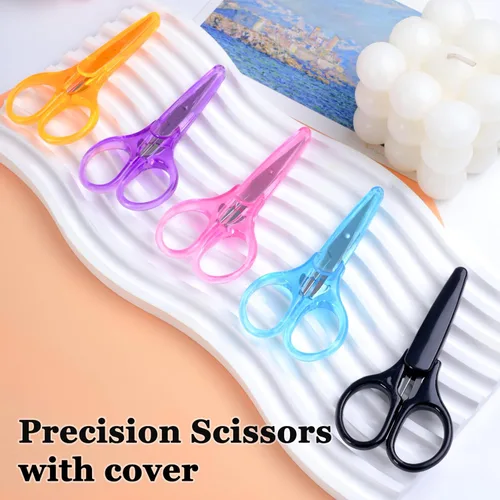 Miniatura 7 de 10 piezas tijeras pequeñas para todo propósito, tijeras mini de detalle para manualidades de acero inoxidable afiladas con cubierta protectora