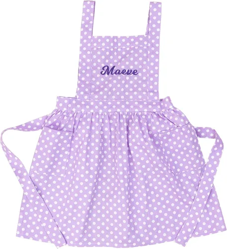 Miniatura 8 de MT WORLD Delantal para niños personalizado, delantal para niños pequeños para niñas, delantal de lino bordado, delantales para niños con lunares
