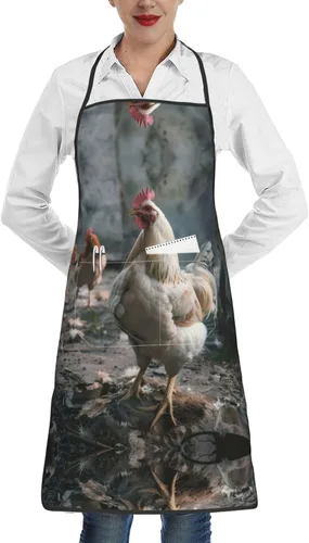 Miniatura 8 de Chicken Full Print Stain Resistant Apron With Pocket-Water Repellent Polyester Kitchen Apron For Cooking,Bbq,Waitress