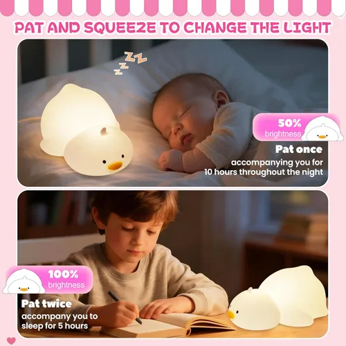 Miniatura 3 de Luz nocturna para niños, luz nocturna LED de silicona regulable recargable con 7 colores, lámpara de noche para guardería de bebé, lámpara táctil