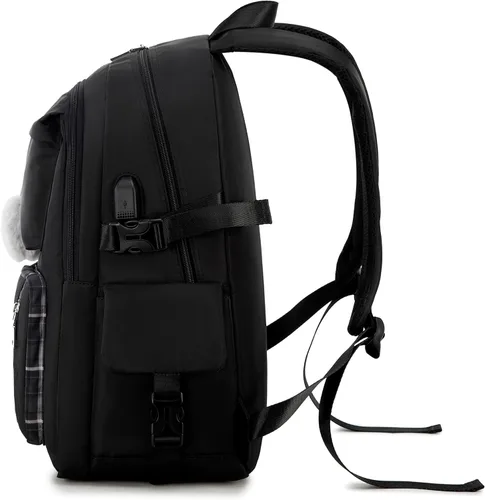 Miniatura 3 de Acmebon Conjunto de mochila para portátil de moda espaciosa para niña, conjunto casual de mochila para mujer, color negro