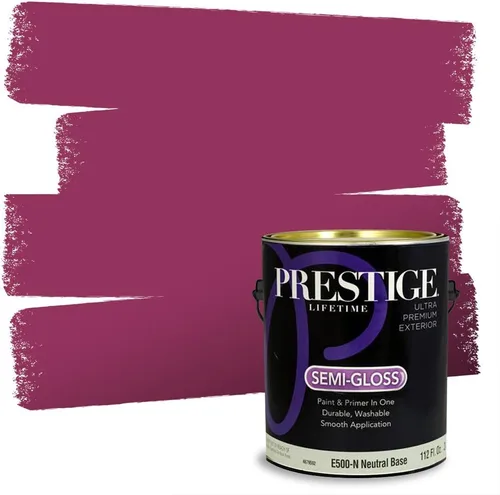 Miniatura 59 de Prestige Paints E100-T-SW6591 Pintura exterior e imprimación en uno, 1 galón, plano, combinación comparable de Sherwin Williams Amaryllis, 1 galón
