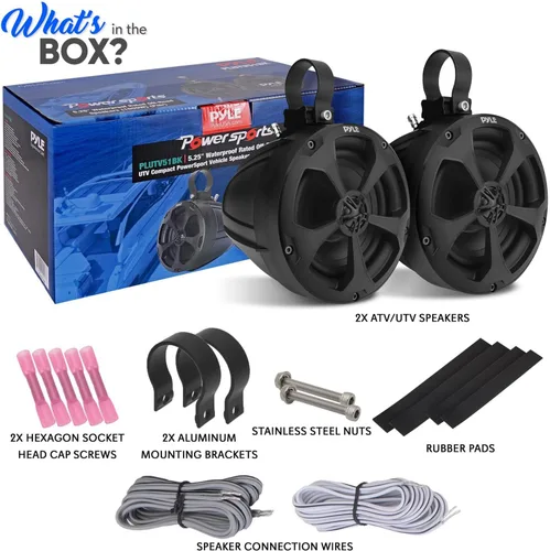 Miniatura 3 de Pyle Altavoces todoterreno duales impermeables de 2 vías, sistema de altavoces de torre de wakeboard de grado marino de 5.25 pulgadas, 1000 W