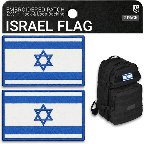 Miniatura 13 de Paquete de 2 parches de bandera de Israel con la bandera estadounidense, parches bordados de moral israelí de Estados Unidos para mochila táctica