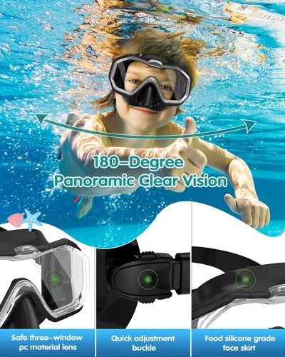 Miniatura 3 de WSTOO Kids Swim Goggles with Nose Cover to Prevent Water Inhaling, Anti-Fog Leak-Proof Swimming Mask for Boys Girls Age 5-12
