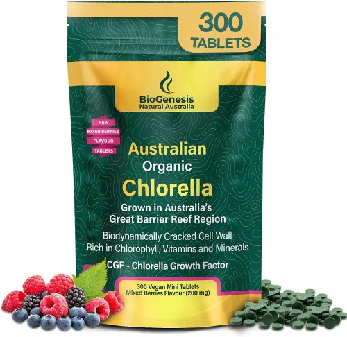 Miniatura 9 de Biogenesis Mini tabletas orgánicas de Chlorella – 300 unidades (200 mg) Cultivadas en Australia Ricas en clorofila, vitaminas y minerales