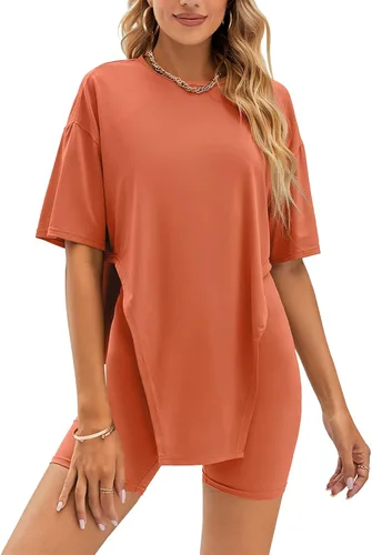 Pantalones de yoga para mujer, camiseta dividida, trajes de 2 piezas, pantalones cortos de ciclista, conjuntos de entrenamiento