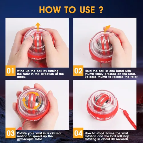 Miniatura 4 de JIN BD Pelota de entrenamiento de muñeca, fortalecedor de muñeca giroscópico giroscópico para antebrazo, bola giroscópica para fortalecer brazos