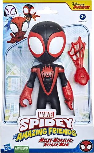 Miniatura 2 de Spidey and His Amazing Friends - Figura de acción supersized de 9 pulgadas de Miles Morales: Spider-Man con cabeza y brazos posables, accesorio
