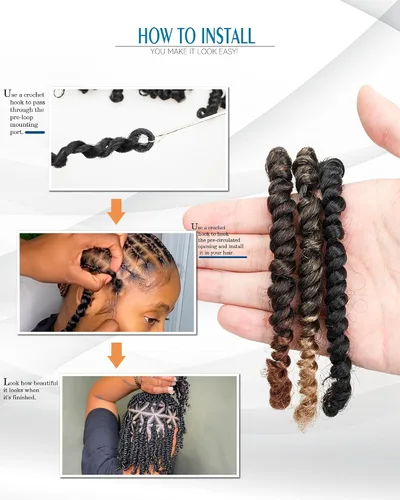Miniatura 4 de Paquete combinado de cabello de ganchillo Passion Twist (6 paquetes 1B + 1 paquete T1B/27+1 paquete T1B/30), extensiones de cabello trenzado
