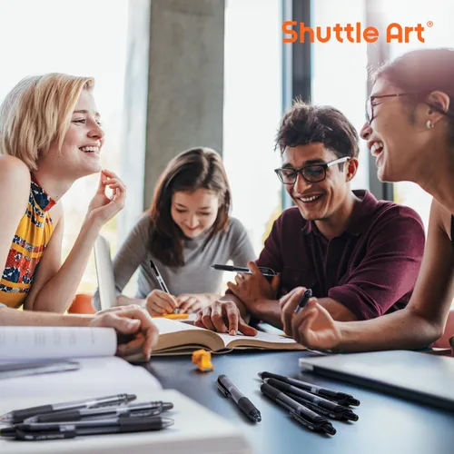 Miniatura 6 de Shuttle Art Bolígrafos de gel negros, paquete de 70 bolígrafos retráctiles de tinta de gel de punta media, escritura suave con agarre cómodo