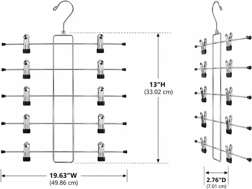 Miniatura 2 de Perchas para pantalones y faldas que ahorran espacio, resistentes de 5 niveles, paquete de 3 perchas de metal, perchas de acero inoxidable con clips