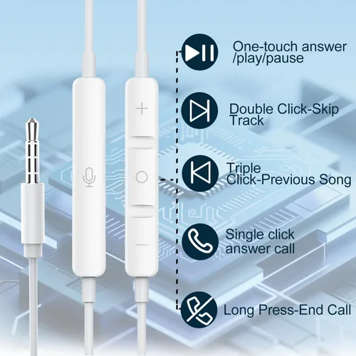 Miniatura 3 de Auriculares con cable, llamadas ultra claras y sin ruido: auriculares con cable de 0.138 in, auriculares intrauditivos con micrófono, compatibles