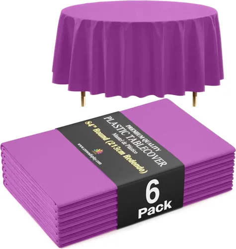 Miniatura 91 de Exquisite 66% Thicker Premium Aqua Round Tablecloth 0.5 Mil 6 Pack Plastic Table Cloth Disposable 84 Inch Round Plastic Tablecloth Won't Tear Easily