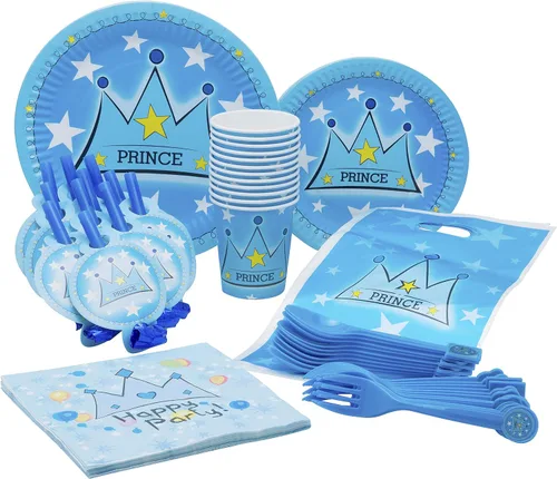 Miniatura 13 de Paquete de fiesta temática de sirena, platos de papel desechables, vasos, servilletas, tenedores, cucharas, bolsas de regalo y sopladores de fiesta