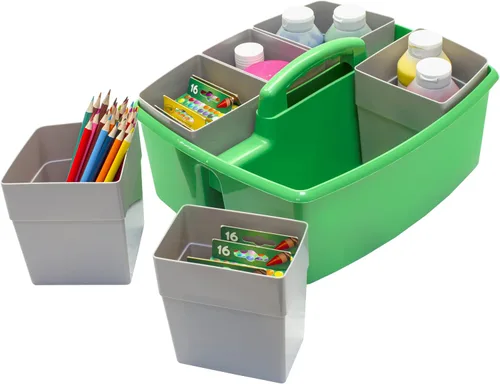 Miniatura 8 de Storex, clasificador grande para manualidades para salón de clases con tazas, 13 x 11 x 6.575 pulgadas, verde, caja de 2 unidades (00983A02C)