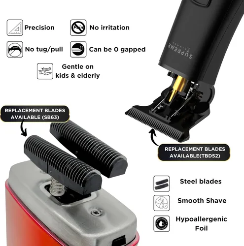 Miniatura 3 de Supreme Trimmer Recortadora T-Shaper DLC 2 en 1 y Afeitadora de Lámina Crunch Maquinilla de Afeitar Eléctrica STF602 y Recortadora de Barba ST5206