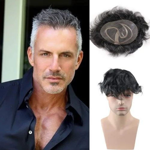 Miniatura 10 de Voloria Toupee - Pieza de cabello para hombre, sistema de reemplazo de cabello humano virgen 100% europeo, 10 x 8 pulgadas, color marrón claro #18