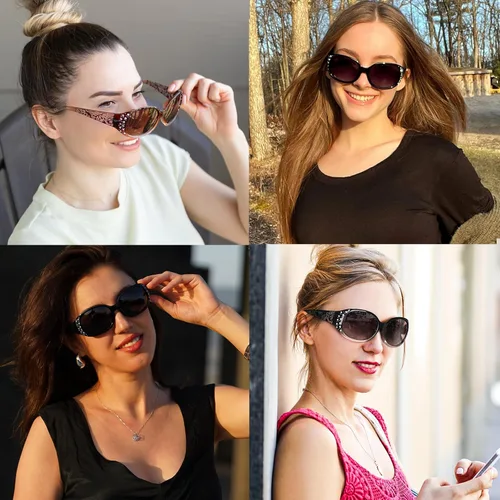 Miniatura 2 de HAOLOTA Gafas de sol polarizadas para mujer, lentes de sol envolventes con diamantes de imitación con protección UV400